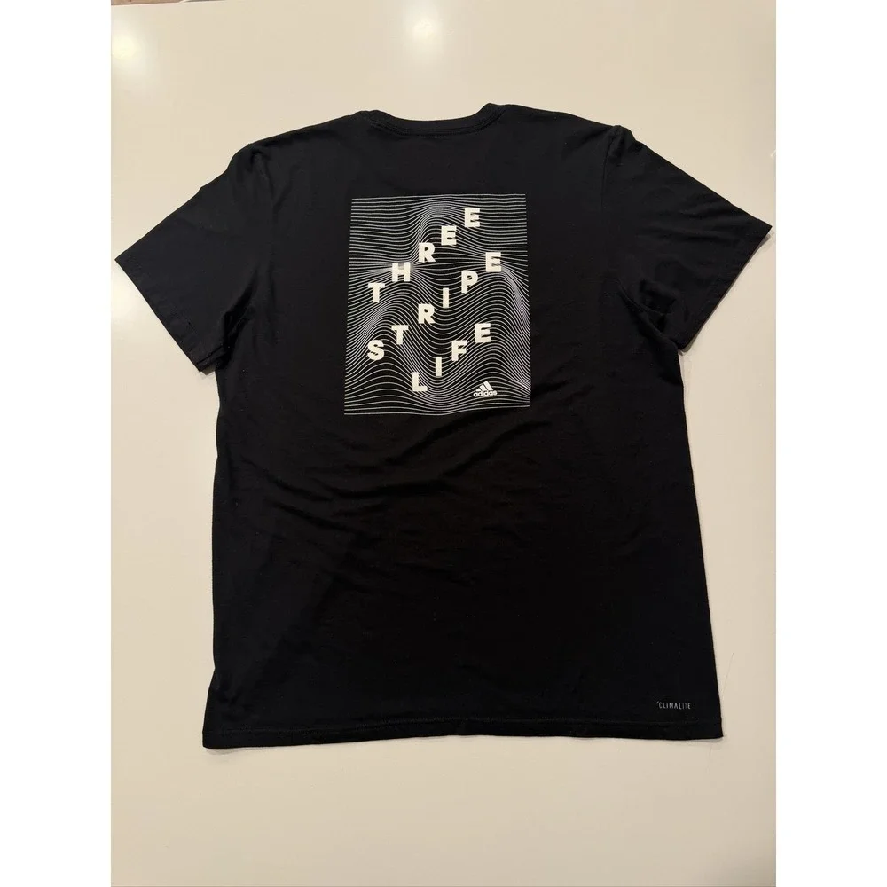 adidas The Go-To Performance Tee Mens L Black Climalite Graphic Shirt ATACAGL